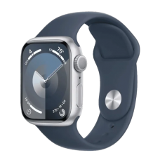 Смарт-годинник Apple Watch Series 9 GPS 45mm Silver Aluminum Case w. Storm Blue Sport Band - S/M (MR9D3)