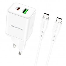 МЗП Borofone BN7 PD20W+QC3.0 (1USB-A/1C) + кабель Type-C to Type-C